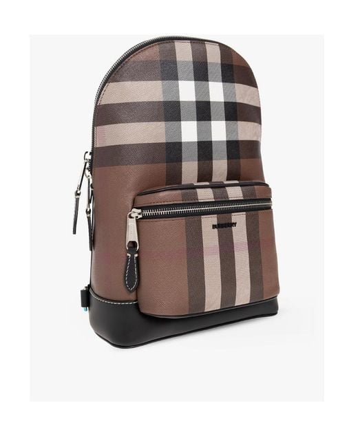 Burberry Brown Exaggerated Check Backpack for men