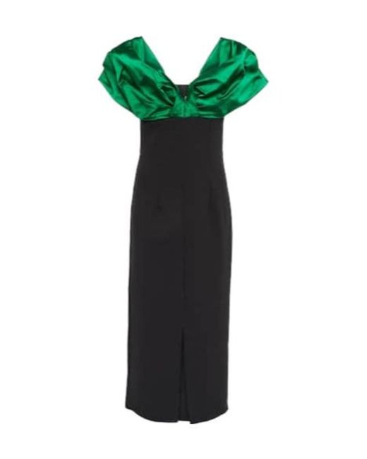 Safiyaa Green Diane Satin-Trimmed Midi Dress