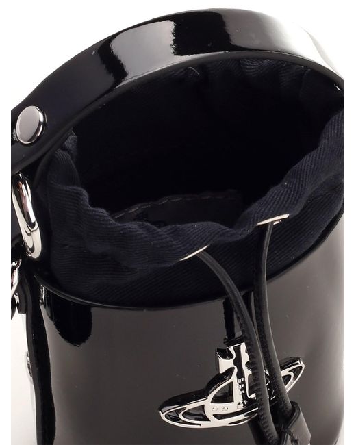 Vivienne Westwood Black Daisy High-Shine Mini Bag