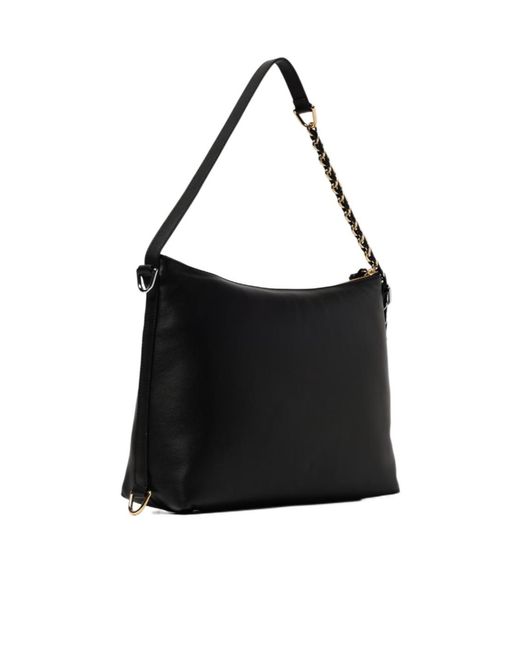 Coccinelle Black Logo Printed Zipped Shoulder Bag