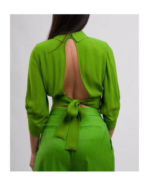 Elisabetta Franchi Green Georgette Cropped Shirt