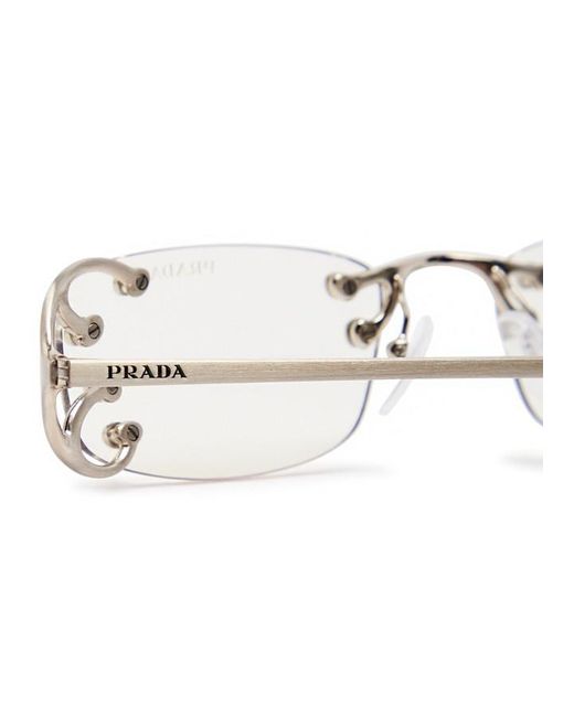 Prada White Narrow Rimless Sunglasses