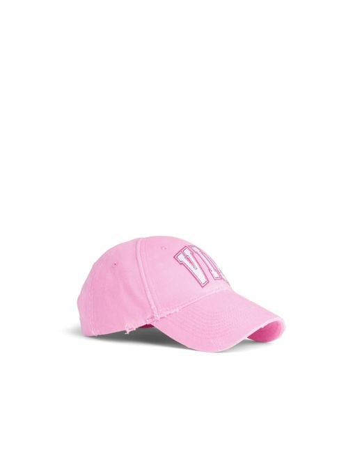 Balenciaga Pink Vip Teamp Logo Distressed Cap