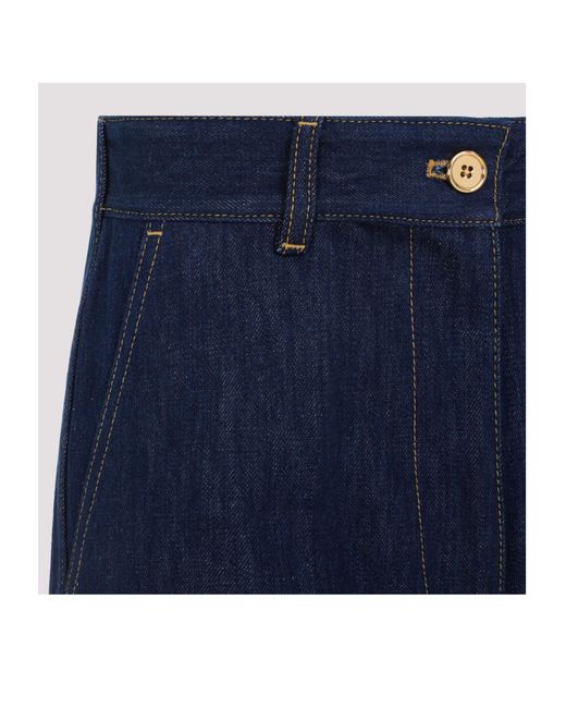 Patou Blue High Waist Straight-Leg Cuffed Jeans