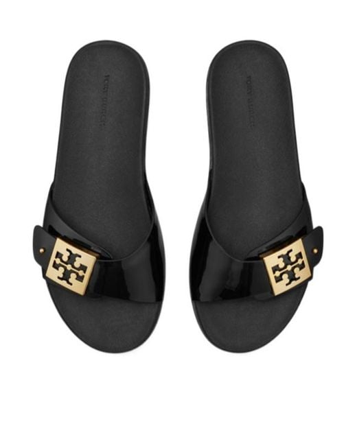 Tory Burch Black Buckle Slip-On Slides