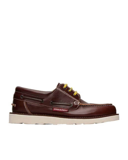 DSquared² Brown Round-Toe Boat Shoes for men