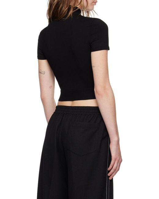 Alexander Wang Black T By Mock-Neck Short-Sleeved Top