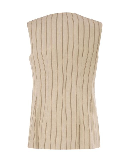 Antonelli Natural Pinstriped Waistcoat