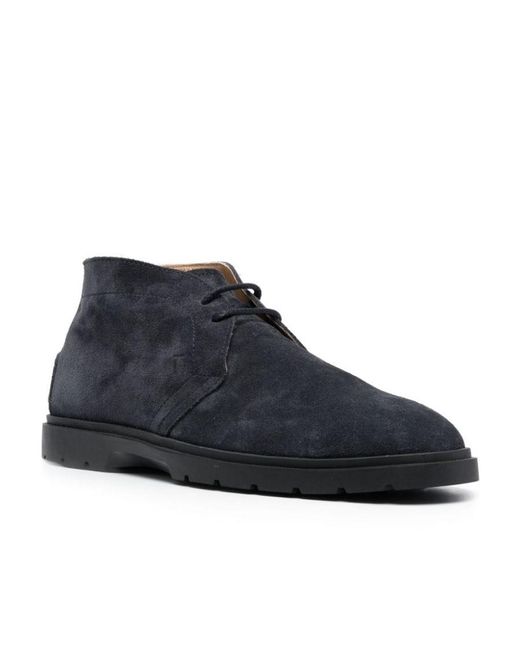 Tod's Blue Round Toe Ankle Boots for men