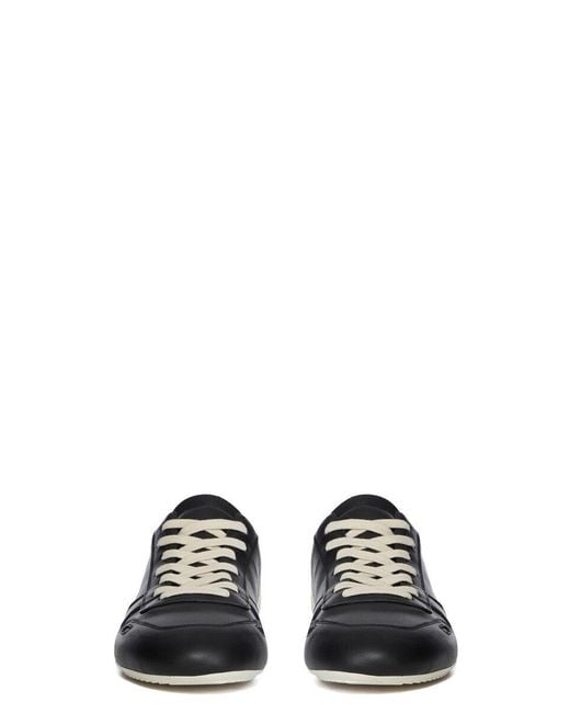 Rick Owens Black Lace-Up Fastening Leather Sneakers for men