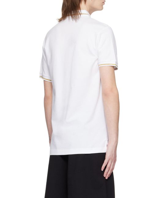 Versace Jeans White Chest Logo-Patch Polo Shirt for men