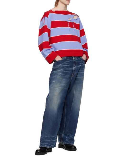 charlesjeffreyloverboy Red Slash Stripe Sweater for men