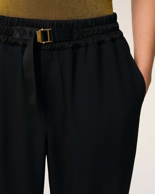 AMI Black Logo Detailed Drawstring Palazzo Pants