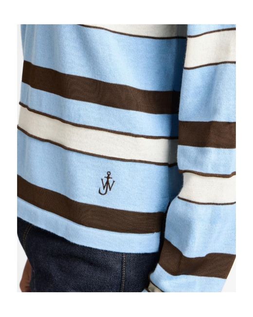 J.W. Anderson Blue Jw Anderson Knitted Striped Polo Top