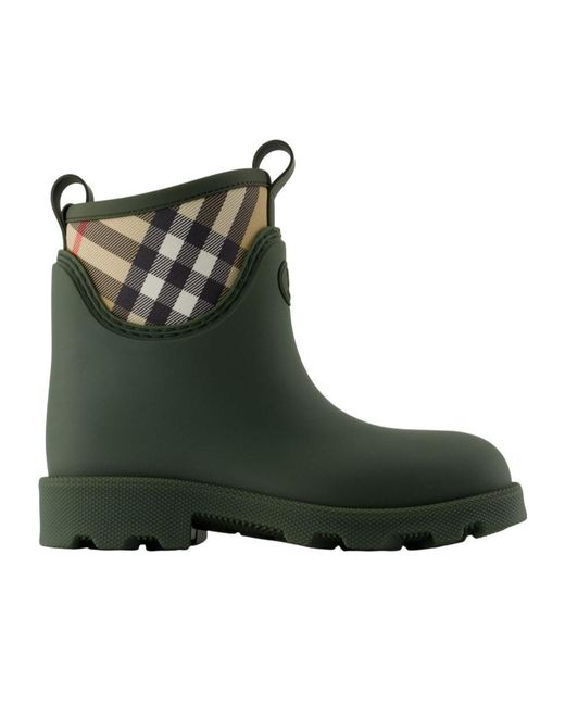 Burberry Green Signature-Check Rain Boots
