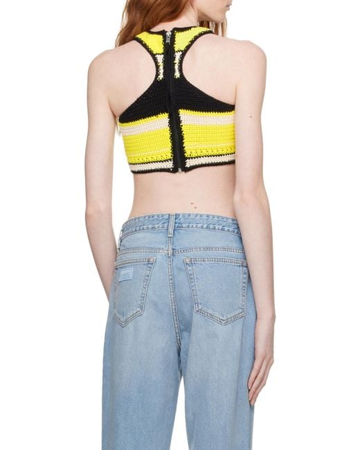 Ganni Yellow Crochet Racerback Bikini Top