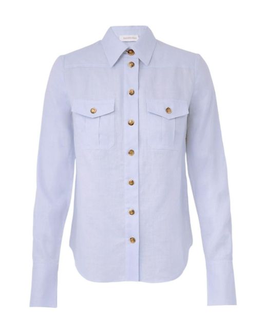 Zimmermann Blue Long-Sleeved Collared Shirt