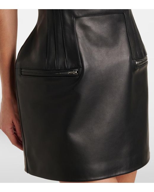 Magda Butrym Black Leather Bustier Minidress