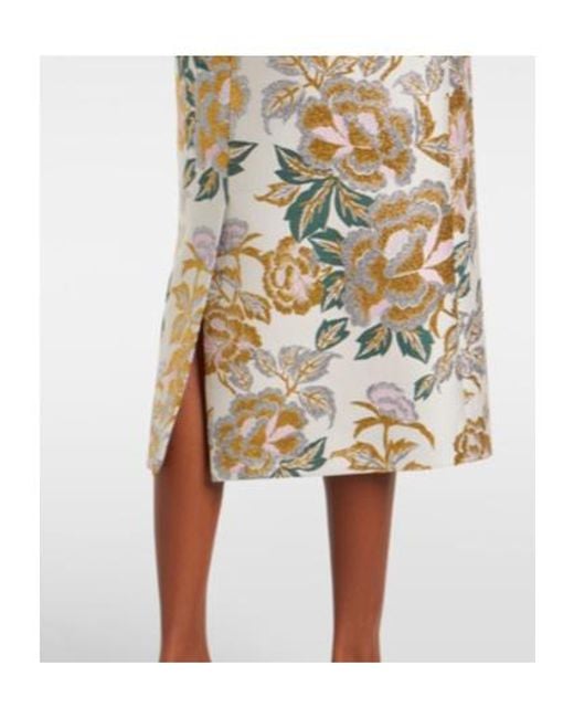 Carolina Herrera White Floral Jacquard Midi Skirt
