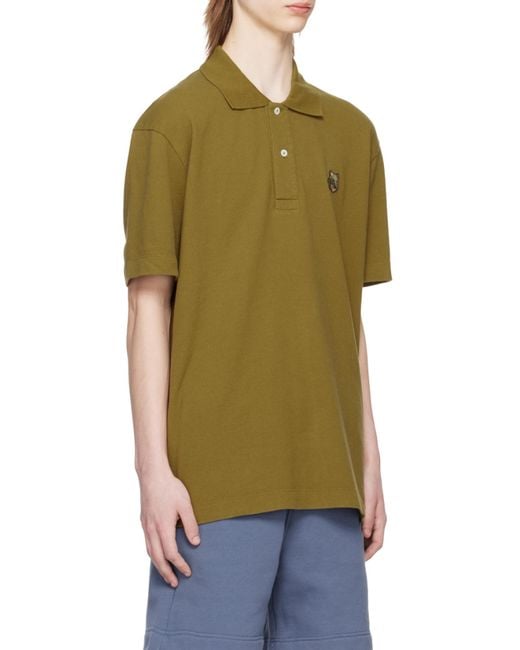 Maison Kitsuné Green Maison Kitsuné Bold Fox Head Patch Polo Shirt for men