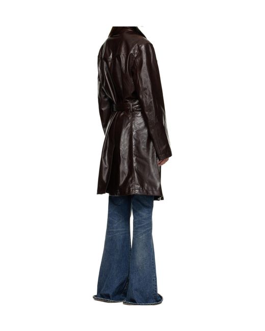 MM6 by Maison Margiela Black Faux Leather Trench Coat for men