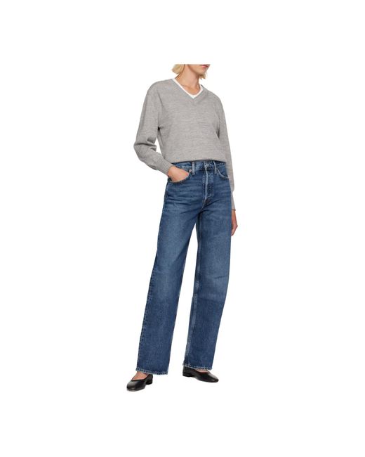 Agolde Blue The Arc Mid-Rise Wide-Leg Jeans
