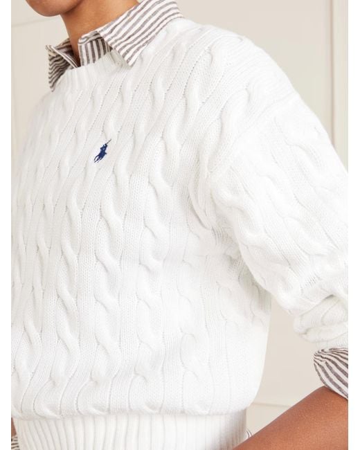 Polo Ralph Lauren White Long-Sleeved Crewneck Jumper