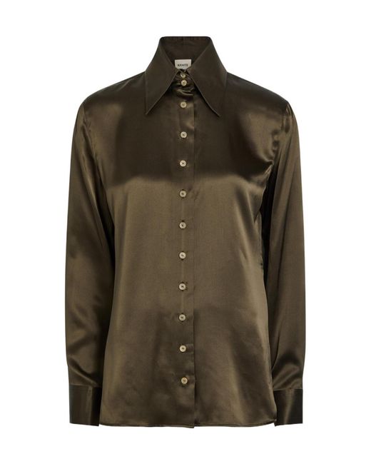 Khaite Green Solid Colour Silk Shirt