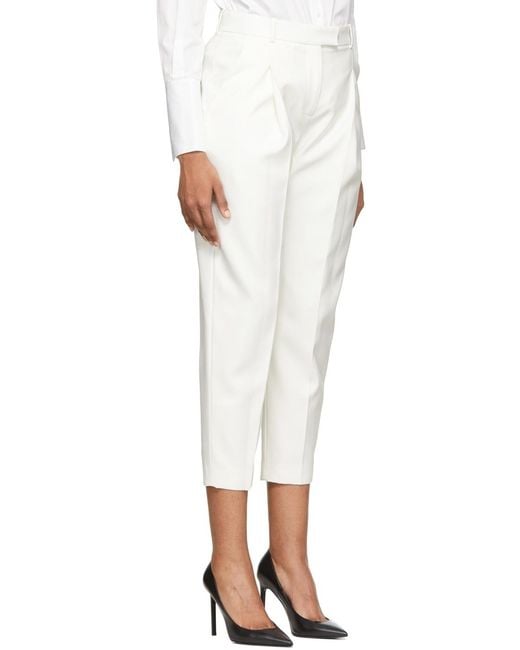 McQueen White Pleated Tailored Trousers