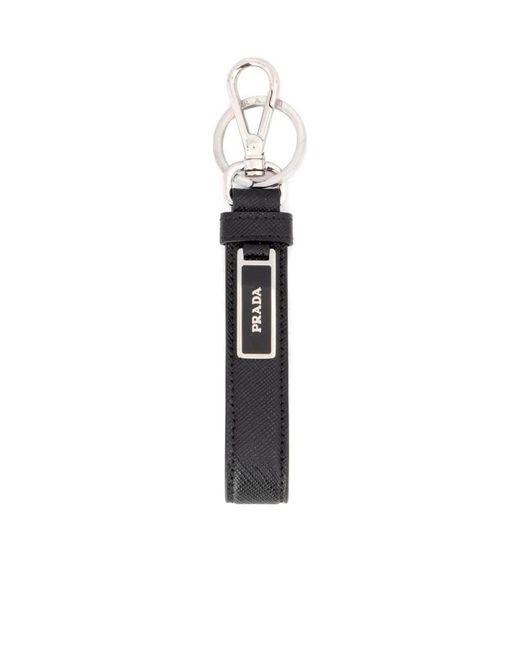 Prada White Leather Key Chain for men