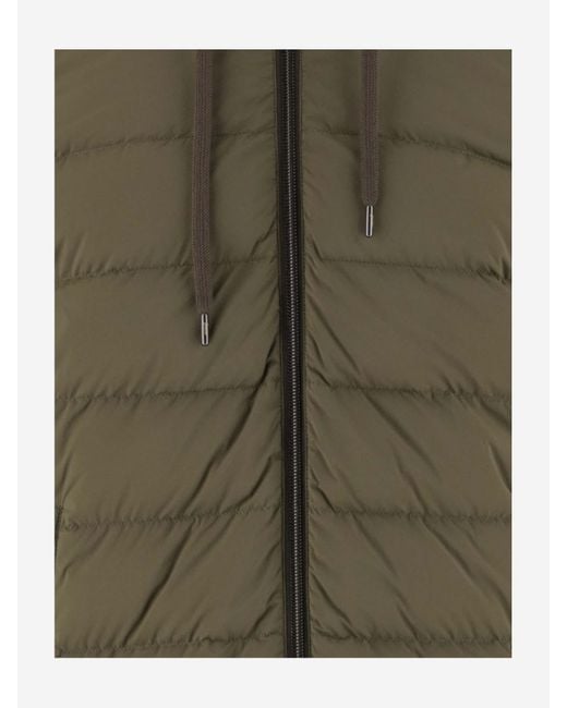 Herno Green Quilted-Panel Hooded Jacket for men