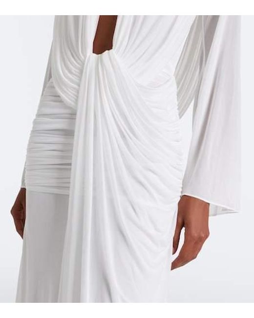 Christopher Esber White Ripple Draped Jersey Gown