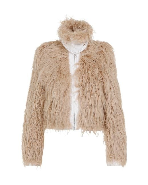 Dries Van Noten Natural Vangel Faux Fur Coats
