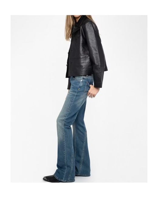 Zadig & Voltaire Black Lessa Buttoned Leather Jacket
