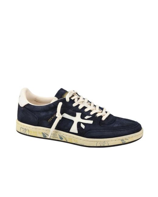 Premiata Blue Round-Toe Low-Top Sneakers for men