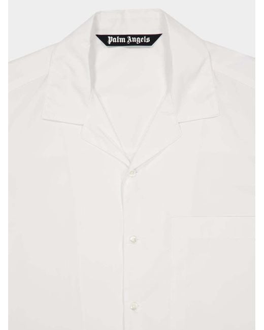 Palm Angels White Curved Logo Printed Crewneck Shirt for men