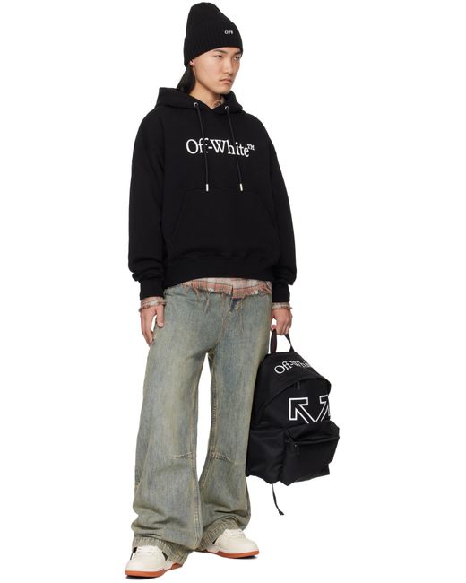 Off-White c/o Virgil Abloh Black Big Bookish Skate Drawstring Hoodie for men