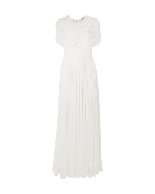 Jonathan Simkhai White Nancie Draped Pleated Maxi Dress