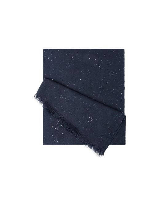 Brunello Cucinelli Blue Fringed Scarf
