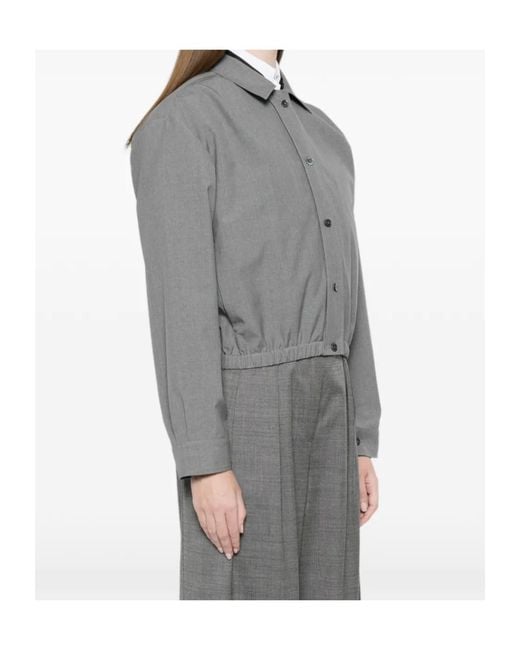 Jil Sander Gray Poplin Cropped Shirt