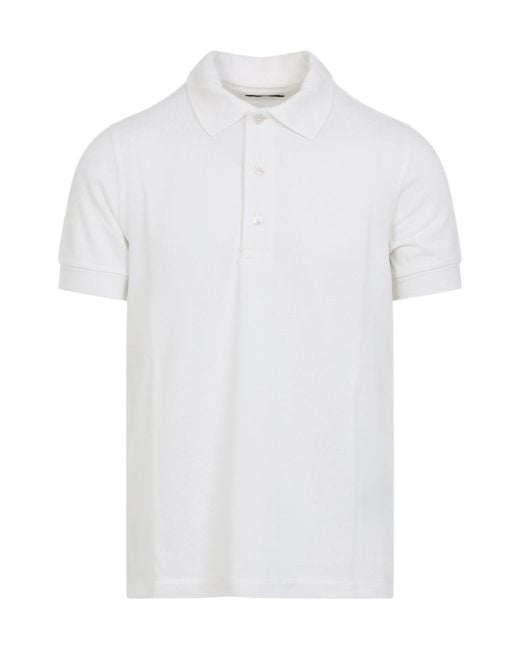 Tom Ford White Short-Sleeved Buttoned Polo Shirt for men
