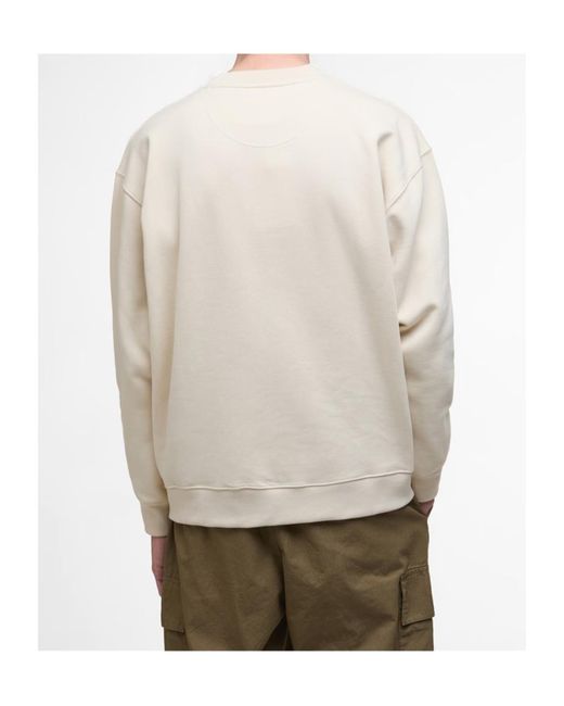 Barbour White Leazes Crew Sweatshirt for men