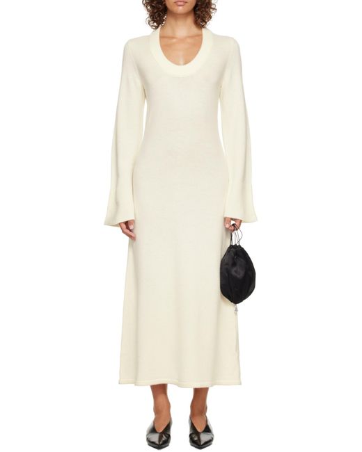 Loulou de Saison White U-Neck Below Knee Dress