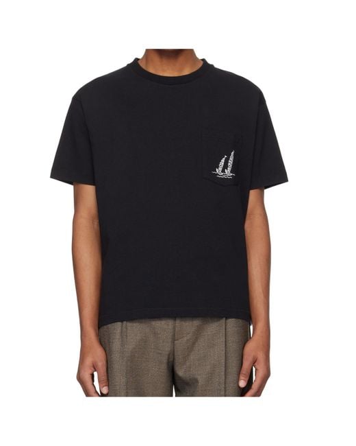 Bode Black Recreation Sails Crewneck T-Shirt for men