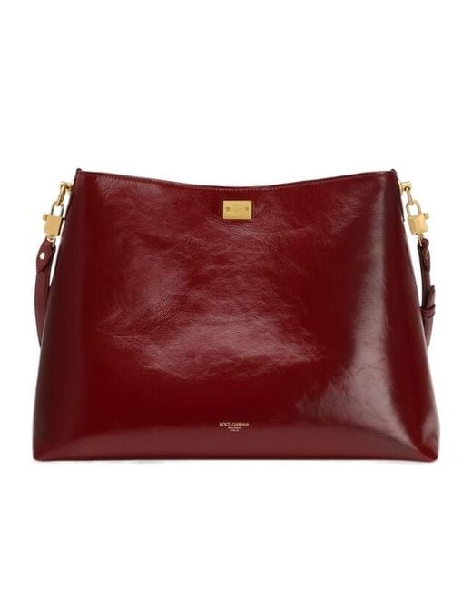 Dolce & Gabbana Red Large Vittoria Logo Plate Shoulder Bag