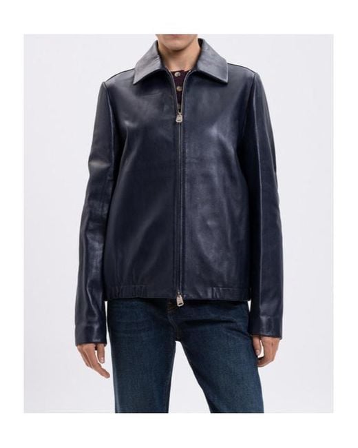 Khaite Blue Jackson Zip Leather Jacket
