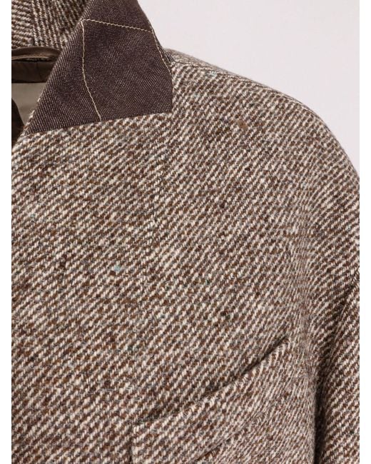 Brunello Cucinelli Brown Wool Blend Padded Coat