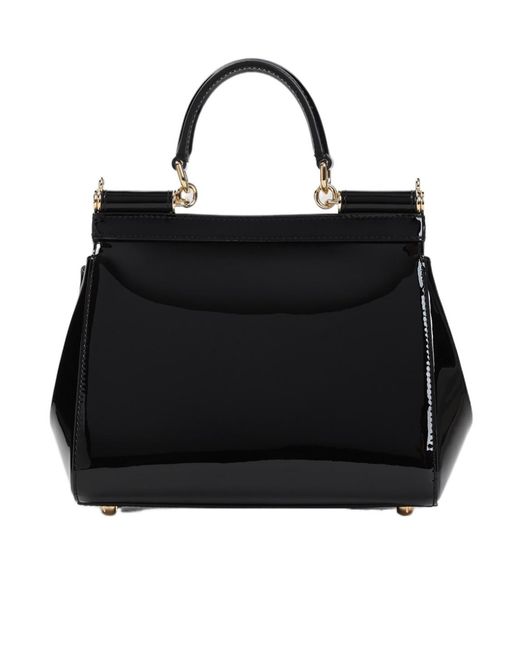 Dolce & Gabbana Black Logo Plaque Medium Sicily Handbag