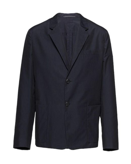 Prada Blue Single Breasted Tailored Blazer for men