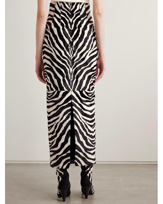 Khaite White Loxley Zebra-Print Calf Hair Midi Skirt